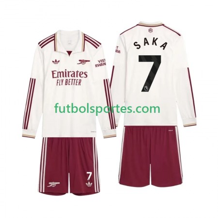 Camiseta Arsenal Saka 7 Niño Tercera Equipación 2025/2026 Manga Larga